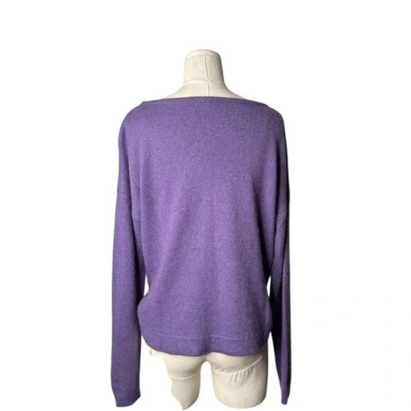 TALULA -Purple Knit Round Knit Cropped Sweater Viscose, Angora Blend & Cashmere - Picture 4 of 7